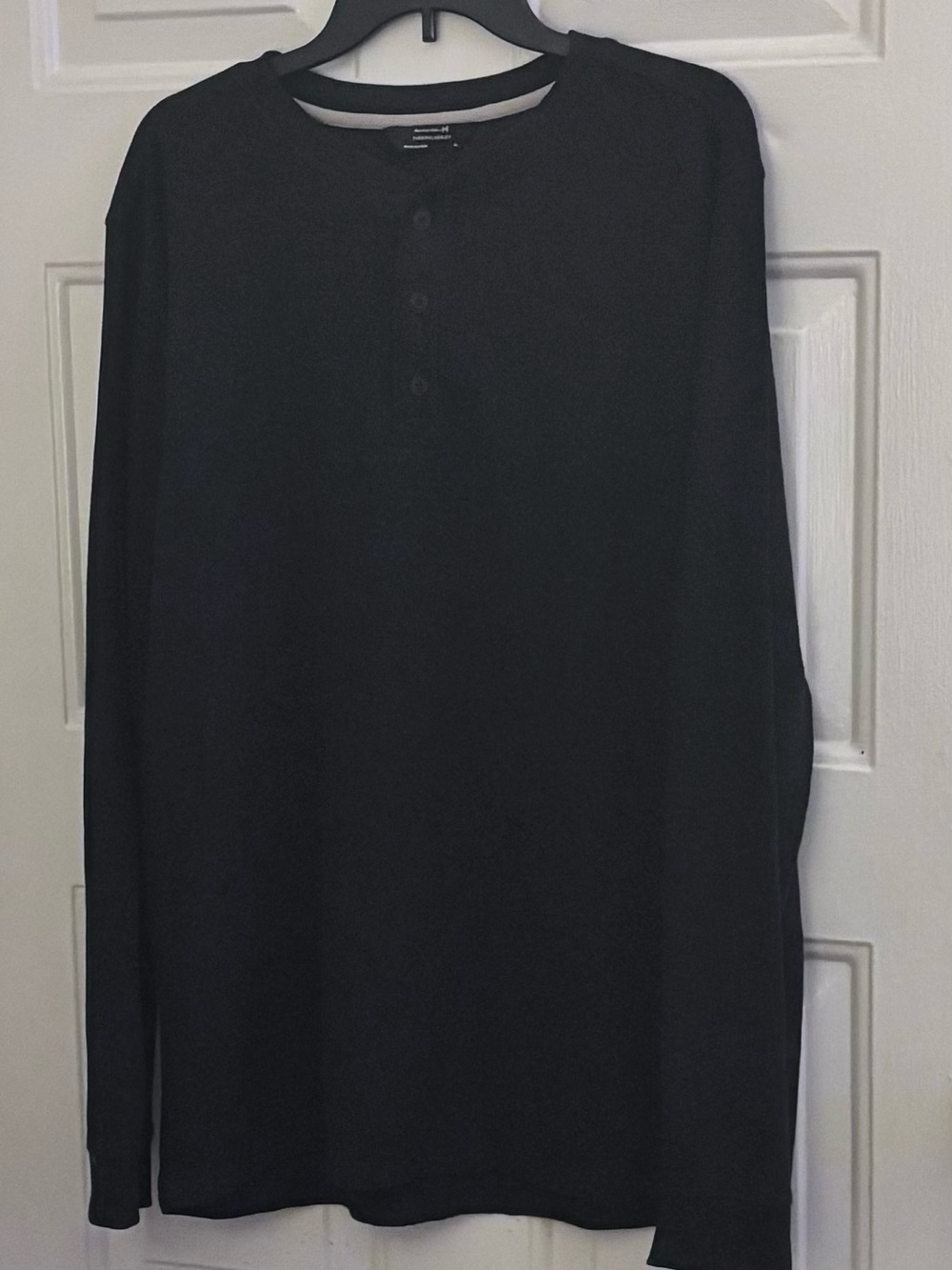 Men's Black Long-Sleeve Henley Shirt - Lightweight Everyday Staple